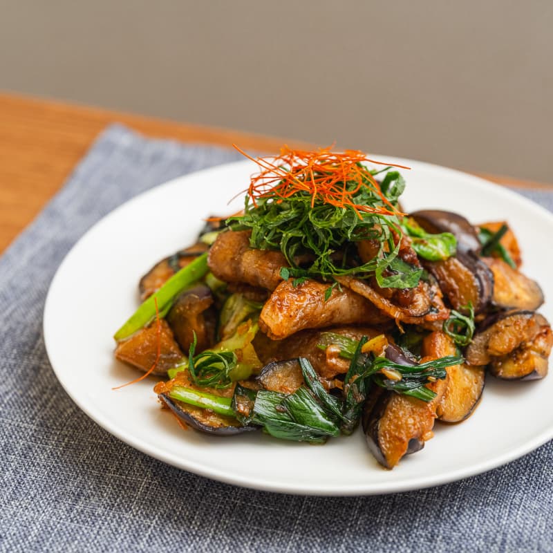 ナスと豚バラの辛味噌炒め