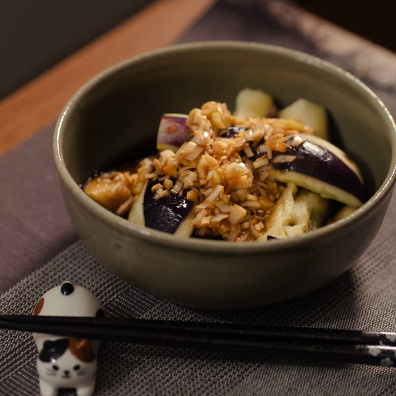 蒸しナスの中華風