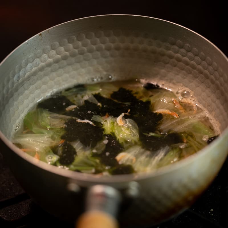 桜えびと海苔のレタススープ